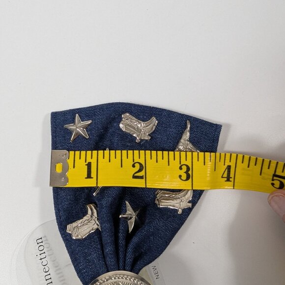 Creative Connection Statement Denim Hair Bow Barrette Rodeo Western Theme - Picture 6 of 8